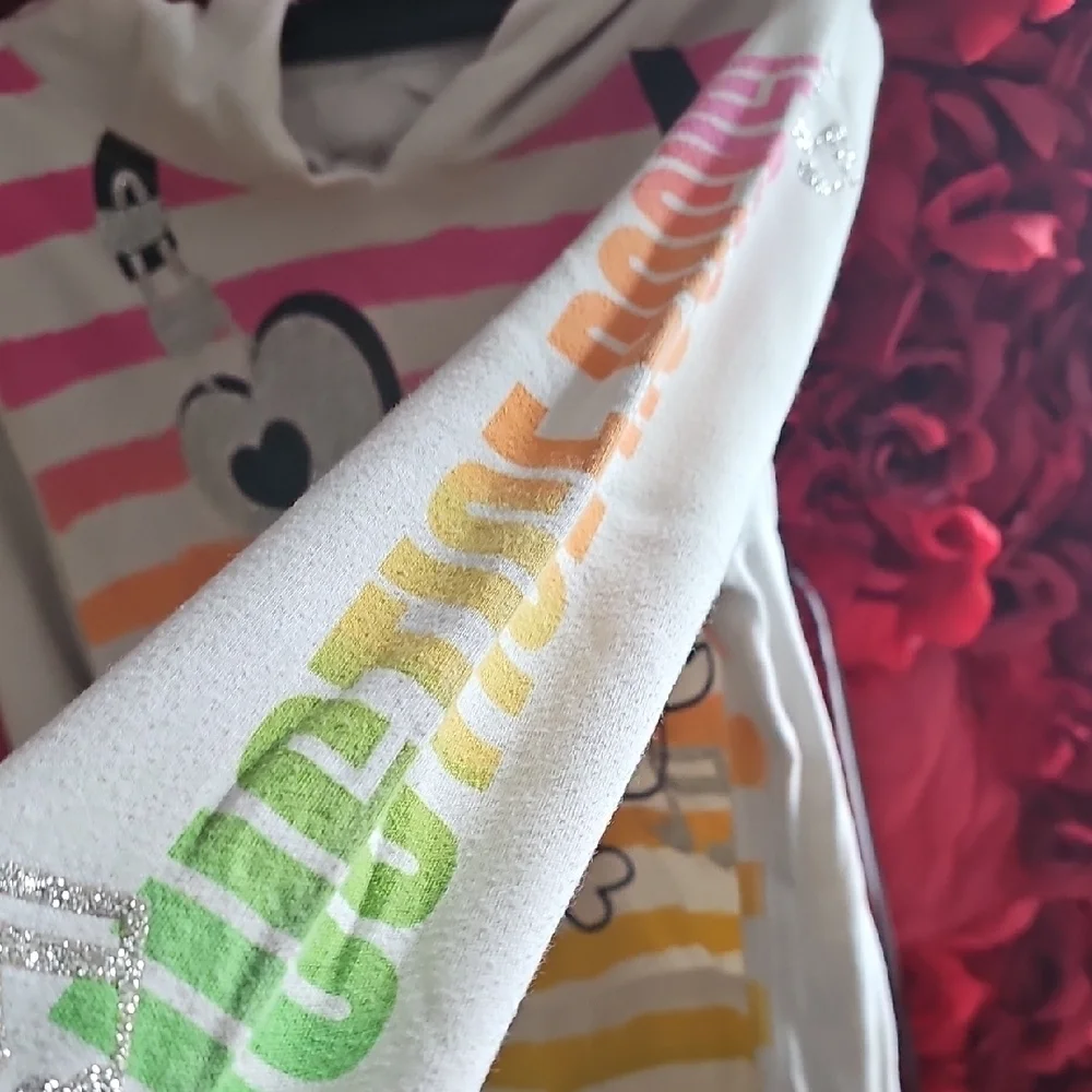 Justice Girls Colorful Striped Headphones Glitter Hoodie Size 12